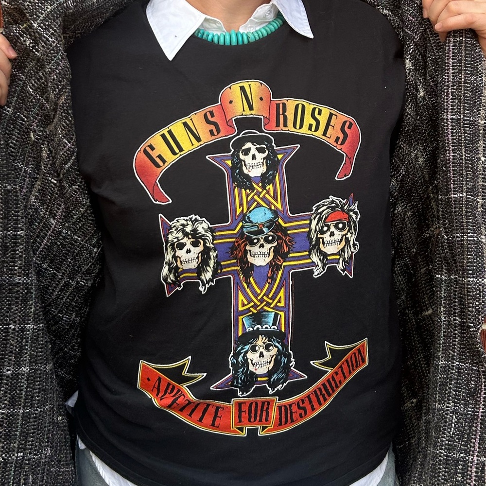 GUNS N’ ROSES Appetite for Destruction Port & Company Black Band T-Shirt SZ: M/L